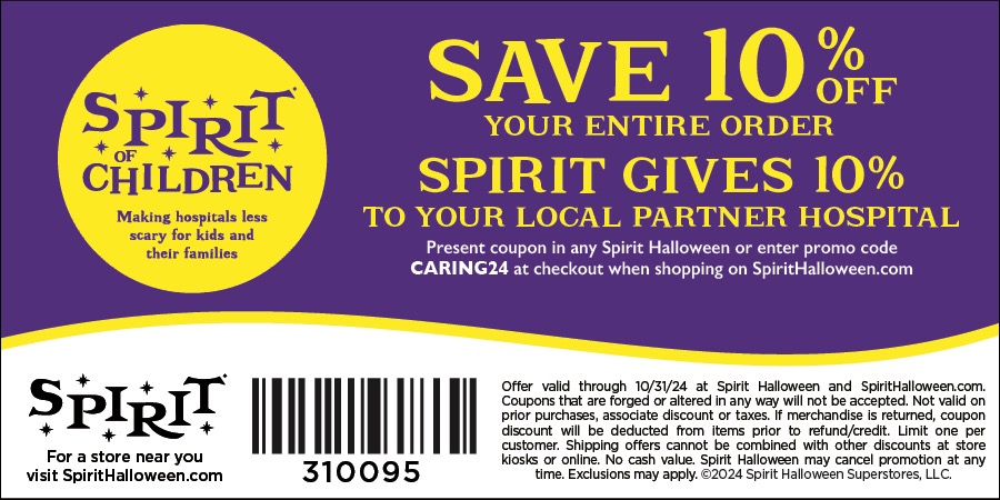 2024 Spirit Halloween and Logan Health Childrens coupon