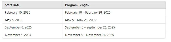 RMA Training Schedule