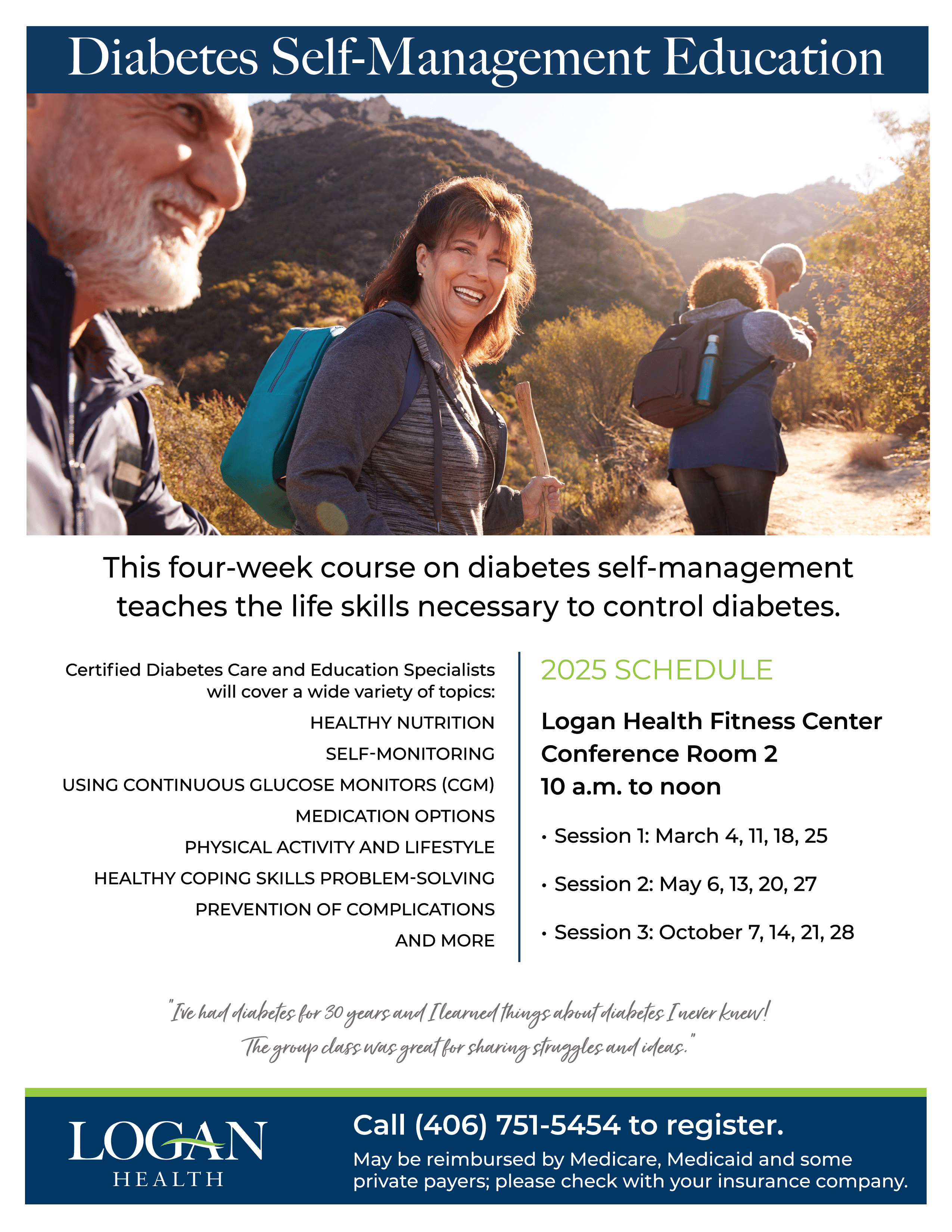 Diabetes Ed Self Management 4 week sessions