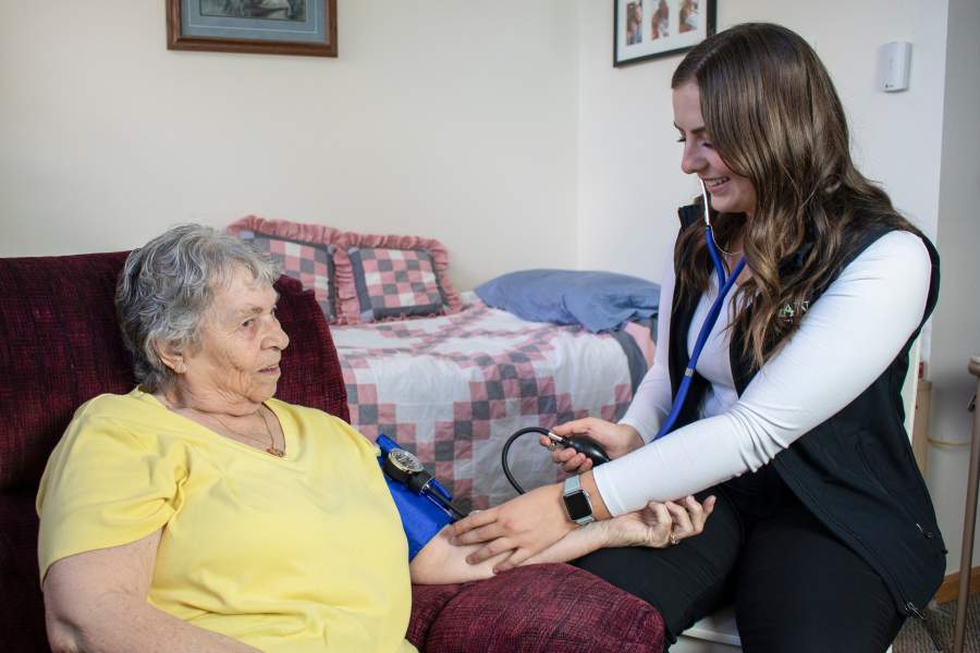 Shelby Assisted Living - taking blood pressure