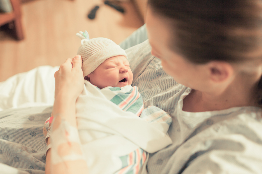 Labor and delivery mom holding baby