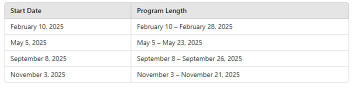 RMA Training Schedule